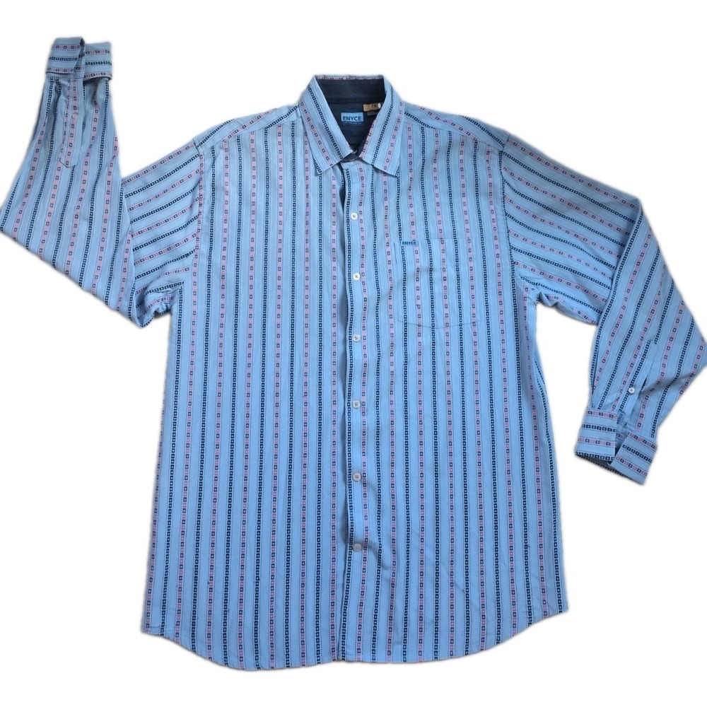 Vintage Enyce Striped Dress Shirt Mens XL Light Blue French Cuff Y2K Hip Hop